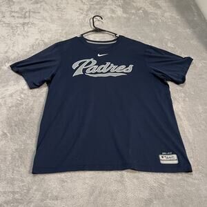 San Diego Padres Shirt Mens Large Nike Dri-Fit Navy Blue MLB Baseball Tee